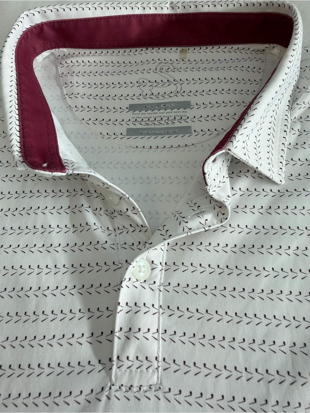 Men's Swannies Co Golf Polo Shirt Size XL Grand Bear Logo Off White Print